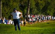 30 September 2023; Shane Lowry of Europe reacts to a chip on the sixth green during the morning foursomes on day two of the 2023 Ryder Cup at Marco Simone Golf and Country Club in Rome, Italy. Photo by Brendan Moran/Sportsfile