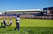 30 September 2023; Jordan Spieth of USA chips onto the 17th green during the morning foursomes on day two of the 2023 Ryder Cup at Marco Simone Golf and Country Club in Rome, Italy. Photo by Ramsey Cardy/Sportsfile