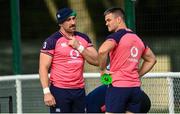 30 September 2023; Jonathan Sexton and Jack Conan during an Ireland rugby squad training session at Complexe de la Chambrerie in Tours, France. Photo by Harry Murphy/Sportsfile