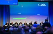 30 September 2023; A view of the screen as motion 3, stating rule 6.28 of the All-Ireland Minor Championship be amended to allow Round Robin Championships be orginised on a Provincial basis, is passed during the GAA Special Congress at Croke Park in Dublin. Photo by Ben McShane/Sportsfile