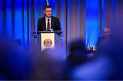 30 September 2023; Ard Stiúrthóir of the GAA Tom Ryan makes a speech discussing motion 9, regarding the associations policy to maintain gender balance in the membership of the Central Council Management Comittee,  during the GAA Special Congress at Croke Park in Dublin. Photo by Ben McShane/Sportsfile