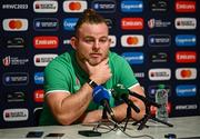 30 September 2023; Finlay Bealham during an Ireland rugby media conference at Complexe de la Chambrerie in Tours, France. Photo by Harry Murphy/Sportsfile