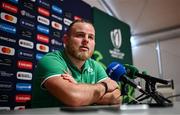30 September 2023; Finlay Bealham during an Ireland rugby media conference at Complexe de la Chambrerie in Tours, France. Photo by Harry Murphy/Sportsfile