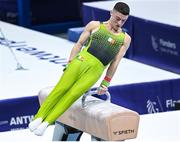 30 September 2023; Rhys McClenaghan of Ireland competes in the Men's Pommel Horse Qualifications subdivision 2 during the 2023 World Artistic Gymnastics Championships at the Antwerps Sportpaleis in Antwerp, Belgium. Photo by Filippo Tomasi/Sportsfile