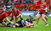 30 September 2023; Christiana Balogun of Barbarians scores her side's second try during the women's representative match between Munster and Barbarians at Thomond Park in Limerick. Photo by David Fitzgerald/Sportsfile