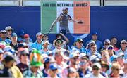30 September 2023; A flag of Shane Lowry of Europe hanging from the grandstand during the afternoon fourball matches on day two of the 2023 Ryder Cup at Marco Simone Golf and Country Club in Rome, Italy. Photo by Ramsey Cardy/Sportsfile