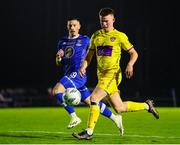 29 September 2023; Luke Browne of Wexford in action against Ronan Coughlan of Waterford during the SSE Airtricity Men's First Division match between Waterford and Wexford at RSC in Waterford. Photo by Michael P Ryan/Sportsfile