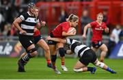 30 September 2023; Stephanie Nunan of Munster is tackled by Patricia Garcia Rodriguez of Barbarians during the women's representative match between Munster and Barbarians at Thomond Park in Limerick. Photo by David Fitzgerald/Sportsfile
