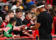 30 September 2023; Aaron Shingler of Barbarians signs autographs before the representative match between Munster and Barbarians at Thomond Park in Limerick. Photo by David Fitzgerald/Sportsfile