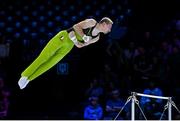 30 September 2023; Adam Steele of Ireland competes in the Men's Horizontal Bar Qualification subdivision 3 during the 2023 World Artistic Gymnastics Championships at the Antwerps Sportpaleis in Antwerp, Belgium. Photo by Filippo Tomasi/Sportsfile
