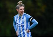 30 September 2023; Jessica Gleeson of DLR Waves reacts after their side's defeat in the SSE Airtricity Women's Premier Division match between DLR Waves FC and Shelbourne FC at UCD Bowl in Dublin. Photo by Tyler Miller/Sportsfile