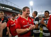 30 September 2023; Stephen Archer of Munster and team mates are applauded off the field by Barbarians players after the representative match between Munster and Barbarians at Thomond Park in Limerick. Photo by David Fitzgerald/Sportsfile