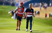 1 October 2023; Justin Thomas of USA and his caddie Jim &quot;Bones' Mackay walk to the first green during the singles matches on the final day of the 2023 Ryder Cup at Marco Simone Golf and Country Club in Rome, Italy. Photo by Brendan Moran/Sportsfile