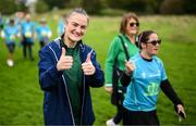 1 October 2023; Olympic gold medallist Kellie Harrington during the Permanent TSB Sanctuary Run 2023 at the Cross Country track of the Sport Ireland Campus in Dublin. The Permanent TSB Sanctuary Run on the Sport Ireland campus attracted nearly 1,000 participants including refugees from Direct Provision centres across Ireland, Ukrainian people in Dublin, locals and Irish Olympians. The event, to celebrate diversity and interculturalism in Ireland today, was run by the Sanctuary Runners’ organisation and supported by the Olympic Federation of Ireland and Athletics Ireland. Photo by Stephen McCarthy/Sportsfile