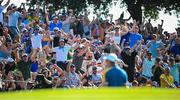 1 October 2023; Suporters celebrate a putt by Justin Rose of Europe on the 15th hole during the singles matches on the final day of the 2023 Ryder Cup at Marco Simone Golf and Country Club in Rome, Italy. Photo by Ramsey Cardy/Sportsfile