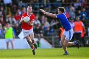 1 October 2023; Wayne Fox of Coralstown-Kinnegad in action against John Heslin of St Loman's during the Westmeath County Senior Club Football Championship final match between St Loman's and Coralstown-Kinnegad at TEG Cusack Park in Mullingar, Westmeath. Photo by Ben McShane/Sportsfile