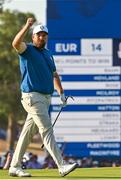 1 October 2023; Shane Lowry of Europe reacts to a shot on the 15th hole during the singles matches on the final day of the 2023 Ryder Cup at Marco Simone Golf and Country Club in Rome, Italy. Photo by Brendan Moran/Sportsfile