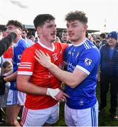 1 October 2023; James Maxwell of Coralstown-Kinnegad and Sean Kelly of St Loman's after the Westmeath County Senior Club Football Championship final match between St Loman's and Coralstown-Kinnegad at TEG Cusack Park in Mullingar, Westmeath. Photo by Ben McShane/Sportsfile