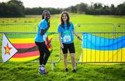 1 October 2023; Patience Dube, originally from Zimbabwe, and Yuliia Shebek, originally from Ukraine, during the Permanent TSB Sanctuary Run 2023 at the Cross Country track of the Sport Ireland Campus in Dublin. The Permanent TSB Sanctuary Run on the Sport Ireland campus attracted nearly 1,000 participants including refugees from Direct Provision centres across Ireland, Ukrainian people in Dublin, locals and Irish Olympians. The event, to celebrate diversity and interculturalism in Ireland today, was run by the Sanctuary Runners’ organisation and supported by the Olympic Federation of Ireland and Athletics Ireland. Photo by Stephen McCarthy/Sportsfile