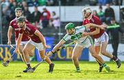 1 October 2023; Tom Kenny of Dicksboro in action against Eoin Cody of Shamrocks Ballyhale during the Kilkenny County Senior Hurling Championship quarter-final match between Shamrocks Ballyhale and Dicksboro at UPMC Nowlan Park in Kilkenny. Photo by Tyler Miller/Sportsfile