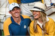 1 October 2023; Rory McIlroy of Europe with his wife Erica McIlroy after the singles matches on the final day of the 2023 Ryder Cup at Marco Simone Golf and Country Club in Rome, Italy. Photo by Brendan Moran/Sportsfile