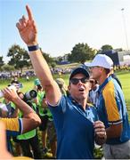 1 October 2023; Rory McIlroy of Europe celebrates on the 18th hole after the final day of the 2023 Ryder Cup at Marco Simone Golf and Country Club in Rome, Italy. Photo by Ramsey Cardy/Sportsfile