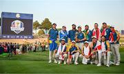 1 October 2023; The Europe team celebrate with the Ryder Cup after the singles matches on the final day of the 2023 Ryder Cup at Marco Simone Golf and Country Club in Rome, Italy. Photo by Brendan Moran/Sportsfile