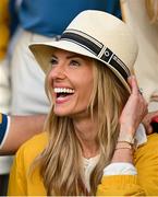 1 October 2023; Erica Stoll, wife of Rory McIlroy of Europe, celebrates after the singles matches on the final day of the 2023 Ryder Cup at Marco Simone Golf and Country Club in Rome, Italy. Photo by Brendan Moran/Sportsfile