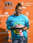 1 October 2023; Zikona Masala after being presented with a birthday cake during the Permanent TSB Sanctuary Run 2023 at the Cross Country track of the Sport Ireland Campus in Dublin. The Permanent TSB Sanctuary Run on the Sport Ireland campus attracted nearly 1,000 participants including refugees from Direct Provision centres across Ireland, Ukrainian people in Dublin, locals and Irish Olympians. The event, to celebrate diversity and interculturalism in Ireland today, was run by the Sanctuary Runners’ organisation and supported by the Olympic Federation of Ireland and Athletics Ireland. Photo by Stephen McCarthy/Sportsfile
