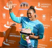 1 October 2023; Zikona Masala is presented with a birthday cake during the Permanent TSB Sanctuary Run 2023 at the Cross Country track of the Sport Ireland Campus in Dublin. The Permanent TSB Sanctuary Run on the Sport Ireland campus attracted nearly 1,000 participants including refugees from Direct Provision centres across Ireland, Ukrainian people in Dublin, locals and Irish Olympians. The event, to celebrate diversity and interculturalism in Ireland today, was run by the Sanctuary Runners’ organisation and supported by the Olympic Federation of Ireland and Athletics Ireland. Photo by Stephen McCarthy/Sportsfile