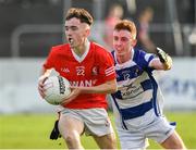 1 October 2023; Josh Brady of Éire Óg in action against Conor O'Toole of Tinryland during the Carlow County Senior Club Football Championship final match between Tinryland and Éire Óg at Netwatch Cullen Park in Carlow. Photo by Matt Browne/Sportsfile