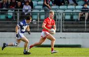 1 October 2023; Ross Dunphy of Éire Óg in action against Jonah Dunne of Tinryland during the Carlow County Senior Club Football Championship final match between Tinryland and Éire Óg at Netwatch Cullen Park in Carlow. Photo by Matt Browne/Sportsfile