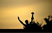 1 October 2023; Europe captain Luke Donald with the Ryder Cup trophy after the final day of the 2023 Ryder Cup at Marco Simone Golf and Country Club in Rome, Italy. Photo by Brendan Moran/Sportsfile