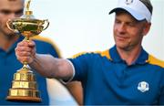 1 October 2023; Europe captain Luke Donald holds the Ryder Cup trophy after the final day of the 2023 Ryder Cup at Marco Simone Golf and Country Club in Rome, Italy. Photo by Brendan Moran/Sportsfile