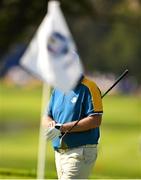 1 October 2023; Shane Lowry of Europe on the 11th green during the singles matches on the final day of the 2023 Ryder Cup at Marco Simone Golf and Country Club in Rome, Italy. Photo by Brendan Moran/Sportsfile