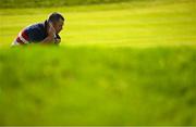 1 October 2023; Xander Schauffele of USA lines up a putt on the ninth green during the singles matches on the final day of the 2023 Ryder Cup at Marco Simone Golf and Country Club in Rome, Italy. Photo by Brendan Moran/Sportsfile