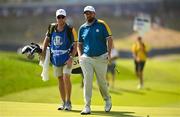 1 October 2023; Shane Lowry of Europe and caddie Darren Reynolds during the singles matches on the final day of the 2023 Ryder Cup at Marco Simone Golf and Country Club in Rome, Italy. Photo by Brendan Moran/Sportsfile