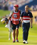1 October 2023; Justin Thomas of USA and his caddie Jim Mackay during the singles matches on the final day of the 2023 Ryder Cup at Marco Simone Golf and Country Club in Rome, Italy. Photo by Brendan Moran/Sportsfile
