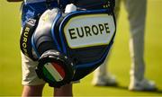 1 October 2023; A general view of a Team Europe golf bag during the singles matches on the final day of the 2023 Ryder Cup at Marco Simone Golf and Country Club in Rome, Italy. Photo by Brendan Moran/Sportsfile