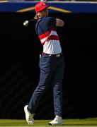1 October 2023; Sam Burns of USA watches his drive on the first tee box during the singles matches on the final day of the 2023 Ryder Cup at Marco Simone Golf and Country Club in Rome, Italy. Photo by Brendan Moran/Sportsfile