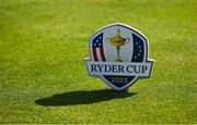 1 October 2023; A general view of a tee box marker during the singles matches on the final day of the 2023 Ryder Cup at Marco Simone Golf and Country Club in Rome, Italy. Photo by Brendan Moran/Sportsfile