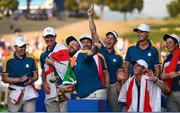 1 October 2023; Shane Lowry of Europe celebrates as he lifts the Ryder Cup after the final day of the 2023 Ryder Cup at Marco Simone Golf and Country Club in Rome, Italy. Photo by Brendan Moran/Sportsfile