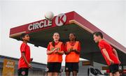 3 October 2023; Lucan FC players, from left, Sanjay Kalalai Selevan, Doireann Macken, Meskerem Fitzgerald and Ollie Lambe were pictured at Circle K, Ireland’s leading forecourt and convenience retailer, and title sponsors of the FAI Club Mark Programme, who today announced a €100,000 giveaway to grassroots football clubs across the Republic of Ireland. Clubs can win up to €30,000 to help them grow with entries closing on December 5th. Visit www.circlek.ie for details. Photo by Stephen McCarthy/Sportsfile