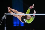 2 October 2023; Emma Slevin of Ireland competes in the Women's Parallel Bars Qualifications subdivision 10 during the 2023 World Artistic Gymnastics Championships at the Antwerps Sportpaleis in Antwerp, Belgium. Photo by Filippo Tomasi/Sportsfile