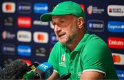 3 October 2023; Assistant coach Mike Catt during an Ireland Rugby media conference at Complexe de la Chambrerie in Tours, France. Photo by Harry Murphy/Sportsfile