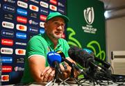 3 October 2023; Assistant coach Mike Catt during an Ireland Rugby media conference at Complexe de la Chambrerie in Tours, France. Photo by Harry Murphy/Sportsfile