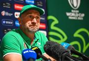 3 October 2023; Assistant coach Mike Catt during an Ireland Rugby media conference at Complexe de la Chambrerie in Tours, France. Photo by Harry Murphy/Sportsfile