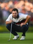 30 September 2023; Patrick Cantlay of USA lines up a putt on the 16th green during the afternoon fourball matches on day two of the 2023 Ryder Cup at Marco Simone Golf and Country Club in Rome, Italy. Photo by Brendan Moran/Sportsfile