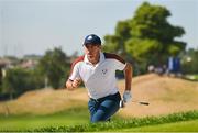 30 September 2023; Rory McIlroy of Europe steps out of a bunker at the sixth green during the afternoon fourball matches on day two of the 2023 Ryder Cup at Marco Simone Golf and Country Club in Rome, Italy. Photo by Brendan Moran/Sportsfile