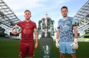 3 October 2023; Conor McCormack, left, and Brendan Clarke of Galway United during the Sports Direct Men’s FAI Cup Semi-Final's media day at Aviva Stadium in Dublin. Photo by Stephen McCarthy/Sportsfile